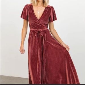 Baltic Born Andi Dark Rose Ribbed Velvet Wrap Dress - XL
